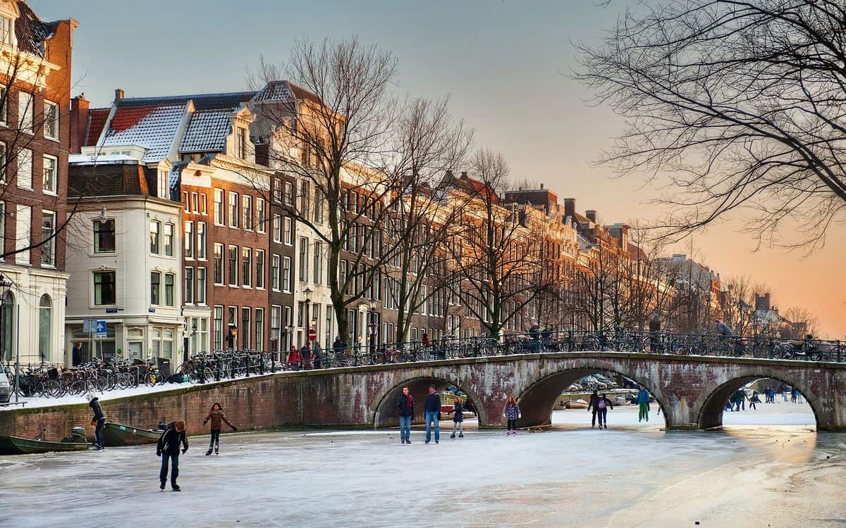 Amsterdam canals in winter