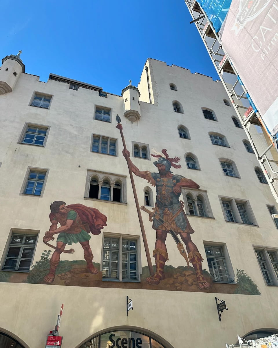 Stadtamhof: Goliath House Mural, Regensburg