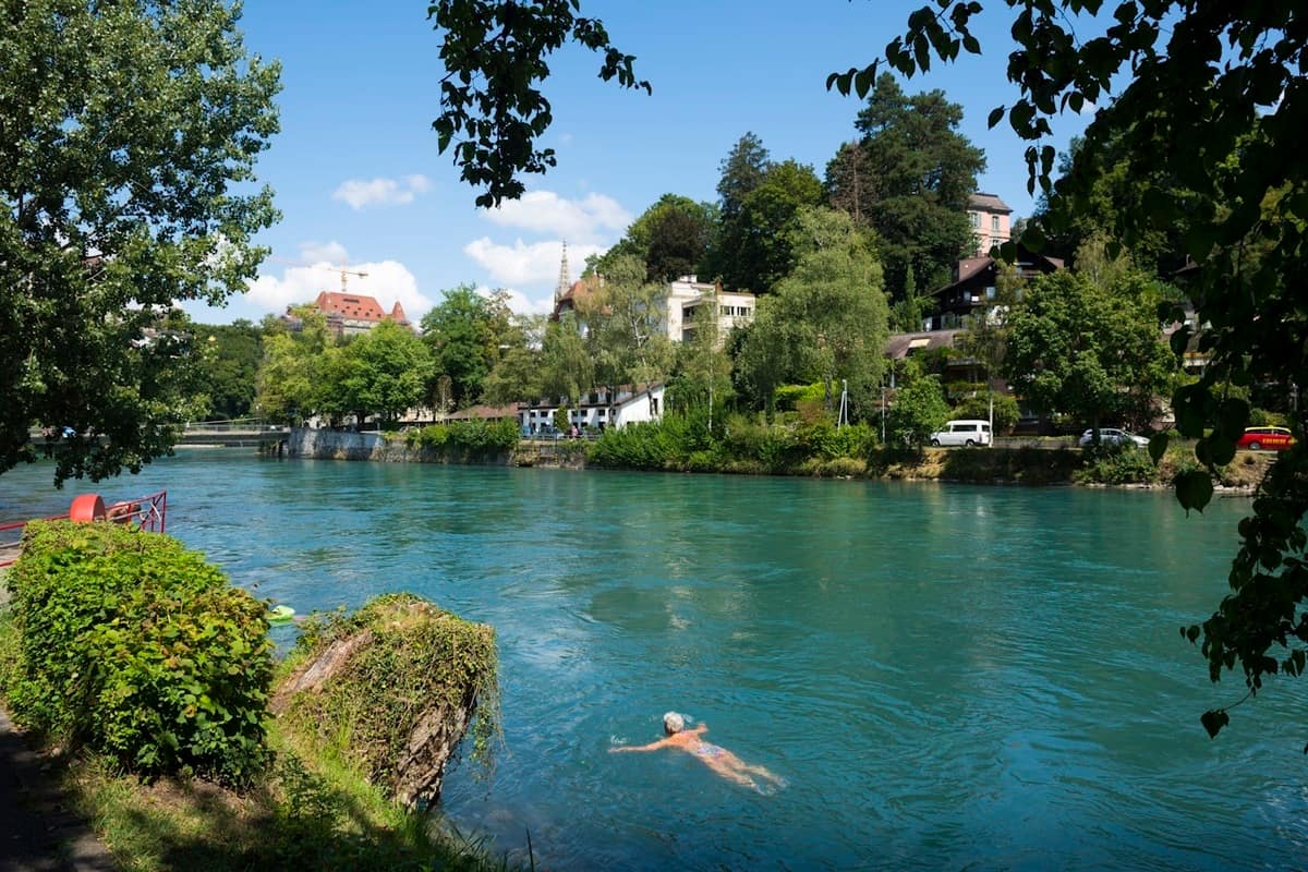 Summer swimming in the Aare River, Bern